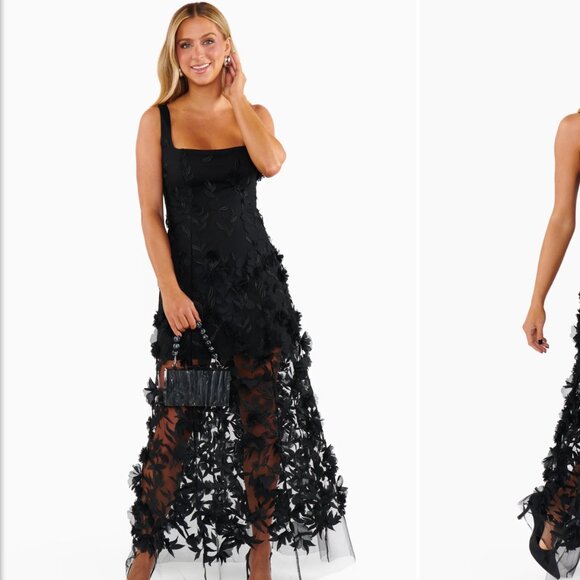 NWOT Show Me Your Mumu Stephanie Dress Black 3D Floral Embroidery wedding formal - Picture 6 of 6